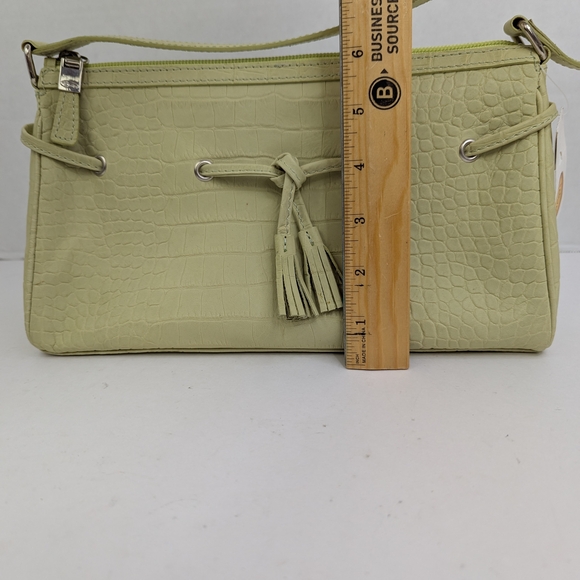 NWT Talbots Purse Crocodile Embossed Lime Green Leather Top Handle Handbag Y2K - Picture 9 of 15